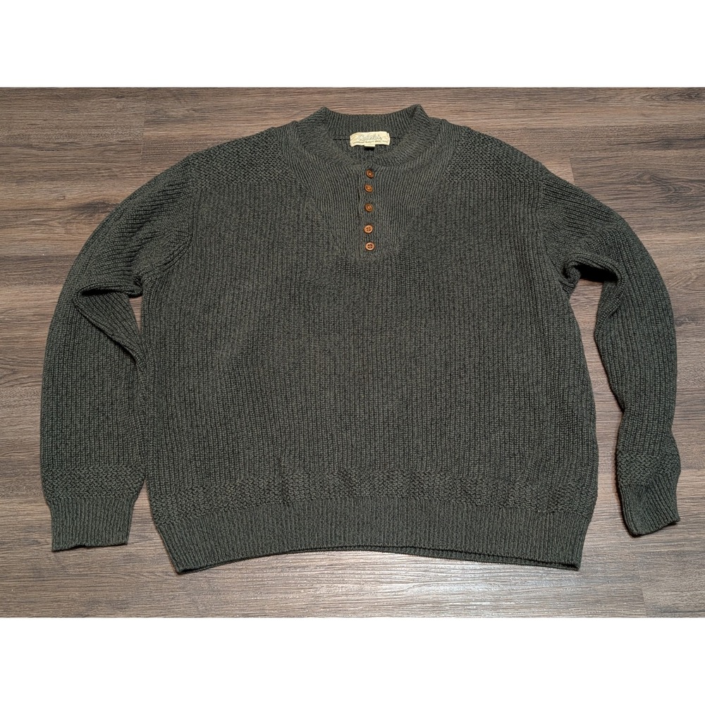 Cabelas Sweater‎ Mens XLHenley Fisherman Chunky Knit Outdoor Utility Gorpcore